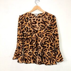 Alberto Makali Leopard Print Pleated Blouse